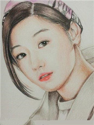 手绘韩国女星画像图片